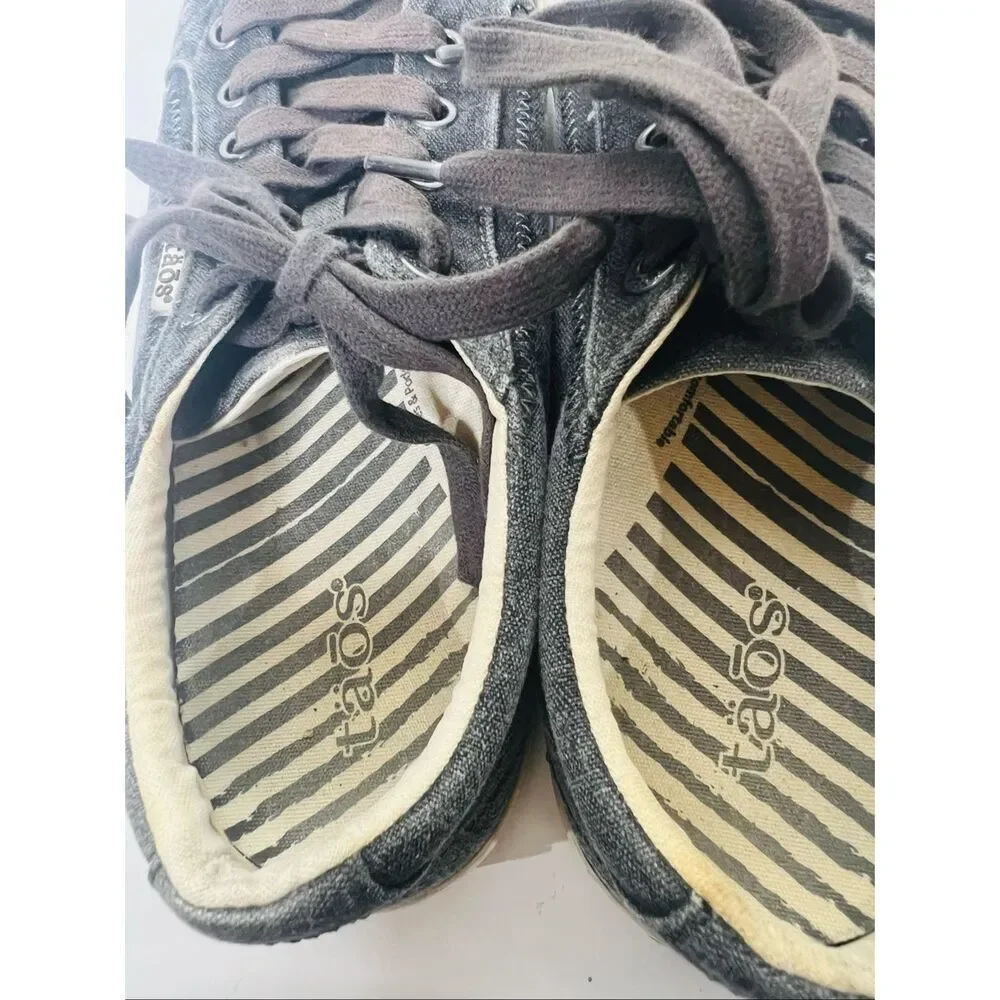 Taos Plim Soul Sneakers Black Gray Canvas Denim Sz 9